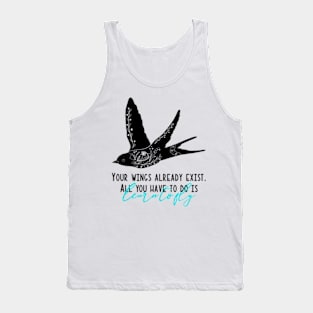 Modern folklore style bird with inspirational quote Tank Top